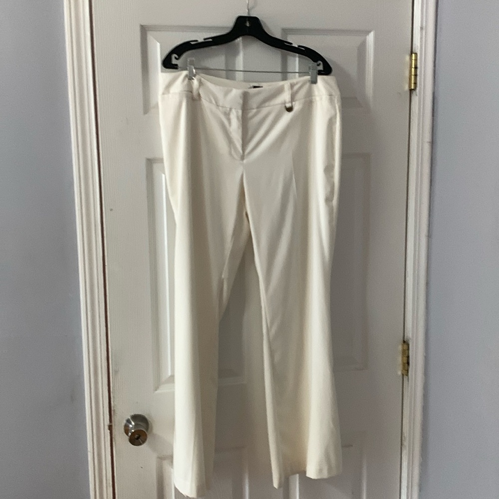 White flare pant.